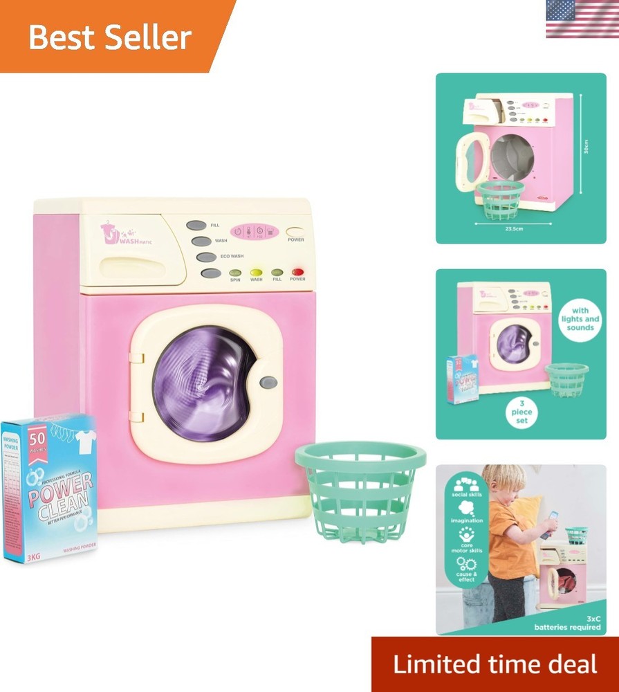 Realistic Play Pink Washer with Sound Effects for Kids Aged 3+: Fun & Learning!