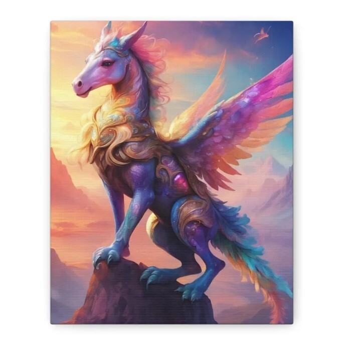 Wall Art for Fantasy Home Decor Lovers. Art Title: Radiant Dawn Pegasus