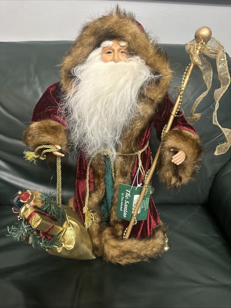 Vtg Southwest Ethnic Santa Figure With Dreamcatcher And Real Fur Beard 24”