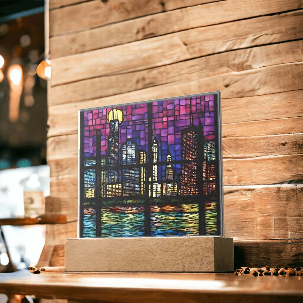 Chicago Skyline Sears Town LED Acrylic Square Plaque