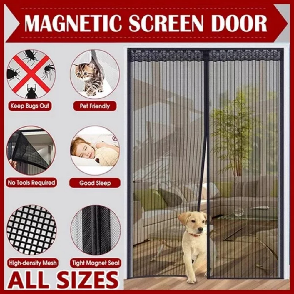 Magnetic Screen Door Heavy Duty Hands-Free Mosquito Mesh Anti Bugs Fly Curtain