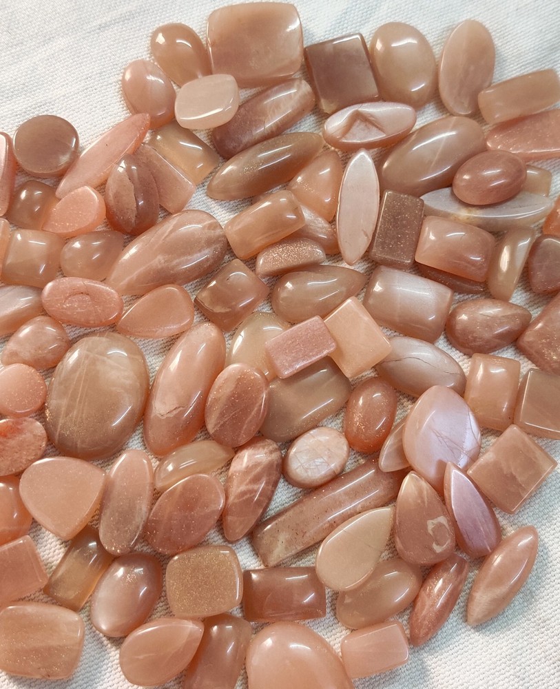 Natural Peach Moonstone Mix Shape Gemstone Cabochons Wholesale Lot Best Deal