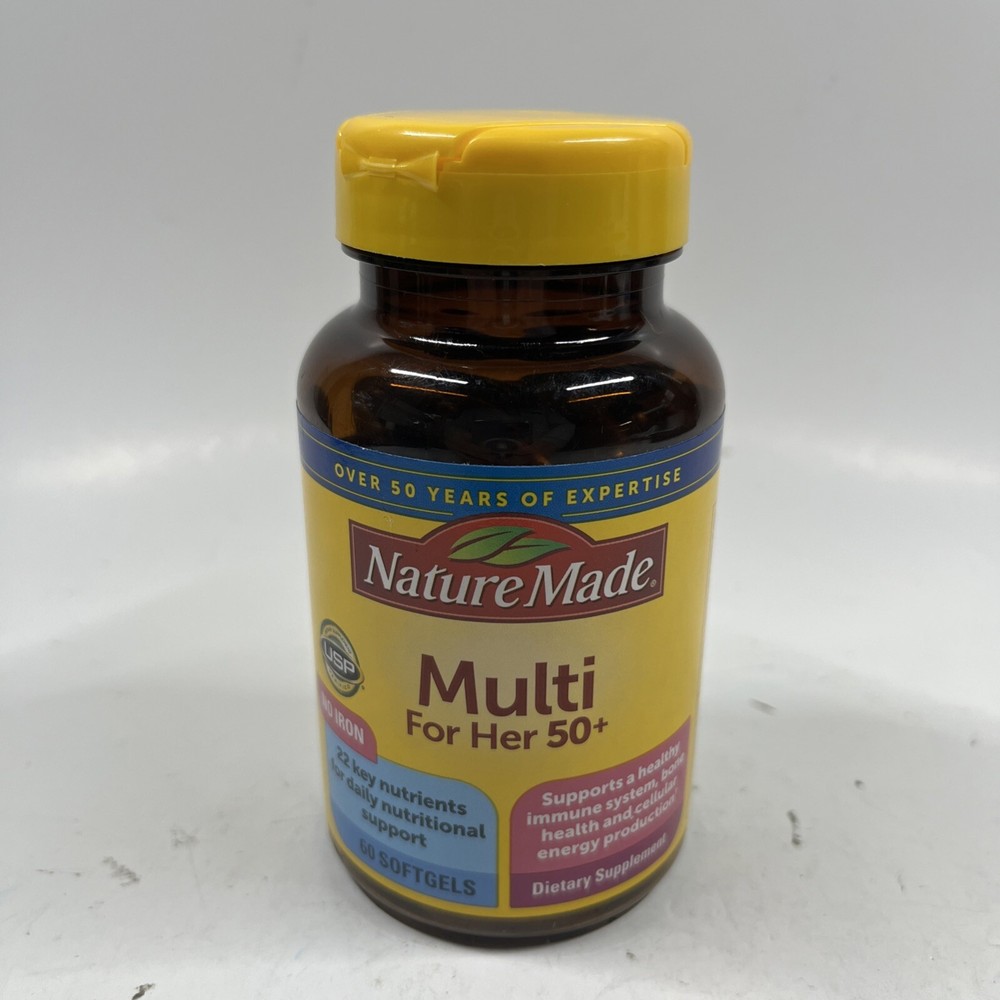 Nature Made Multi For Her 50+ 60 softgels NO IRON Free US Ship 07/2025 SEALED