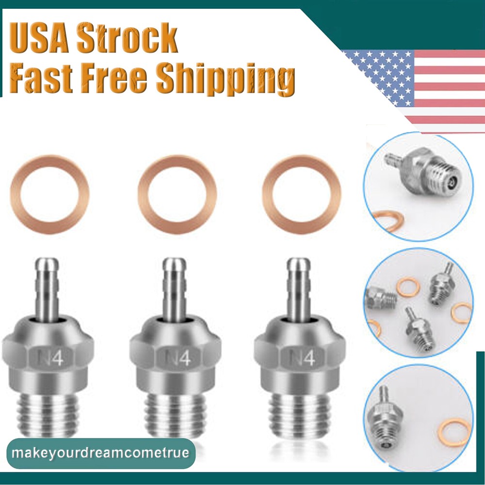 3Pcs N4 Glow Plug for Nitro RC Cars Traxxas 3232X T-Maxx 2.5 3.3 Silver