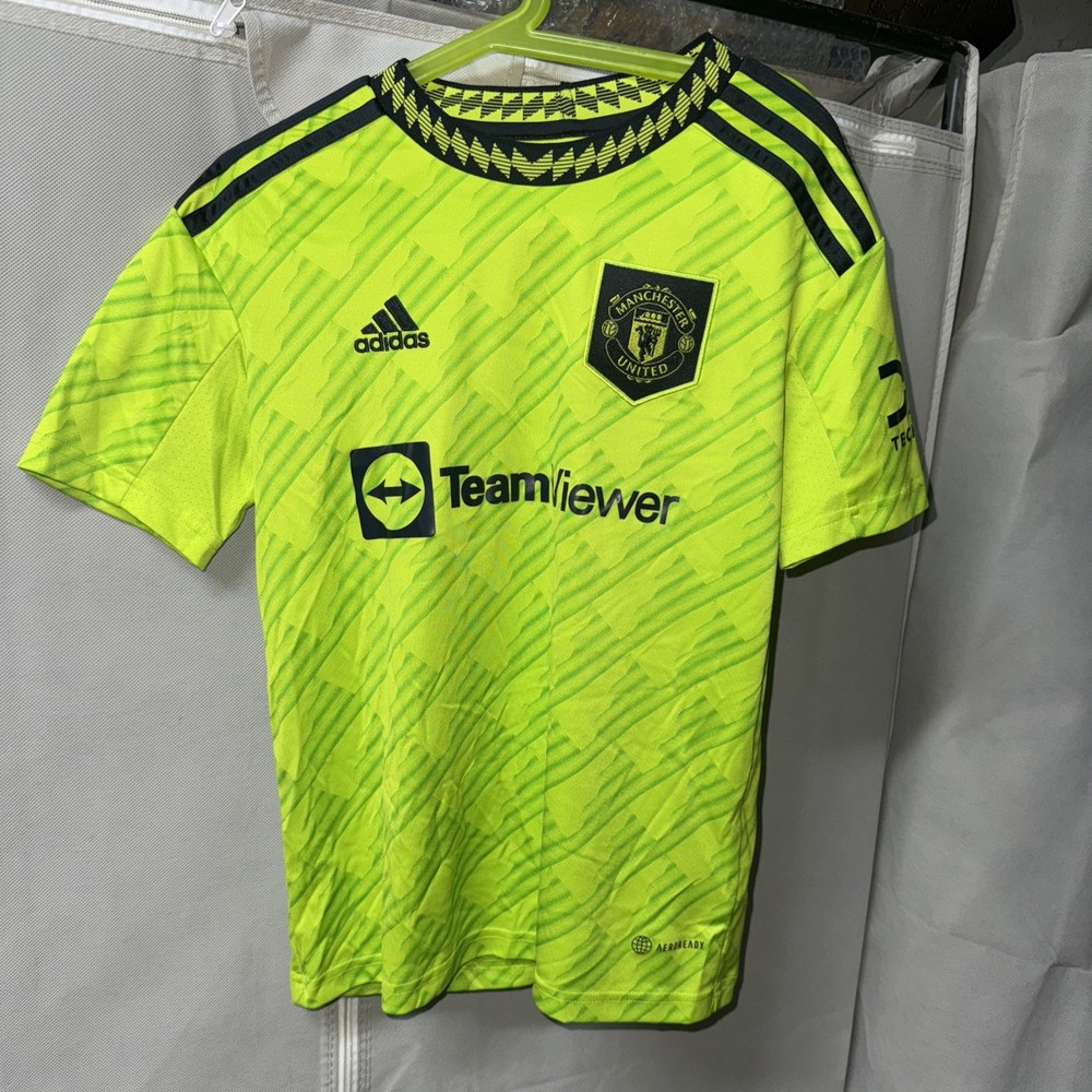 adidas Manchester United Authentic Third Neon Green 2022/23 Soccer Jersey 9-10Y