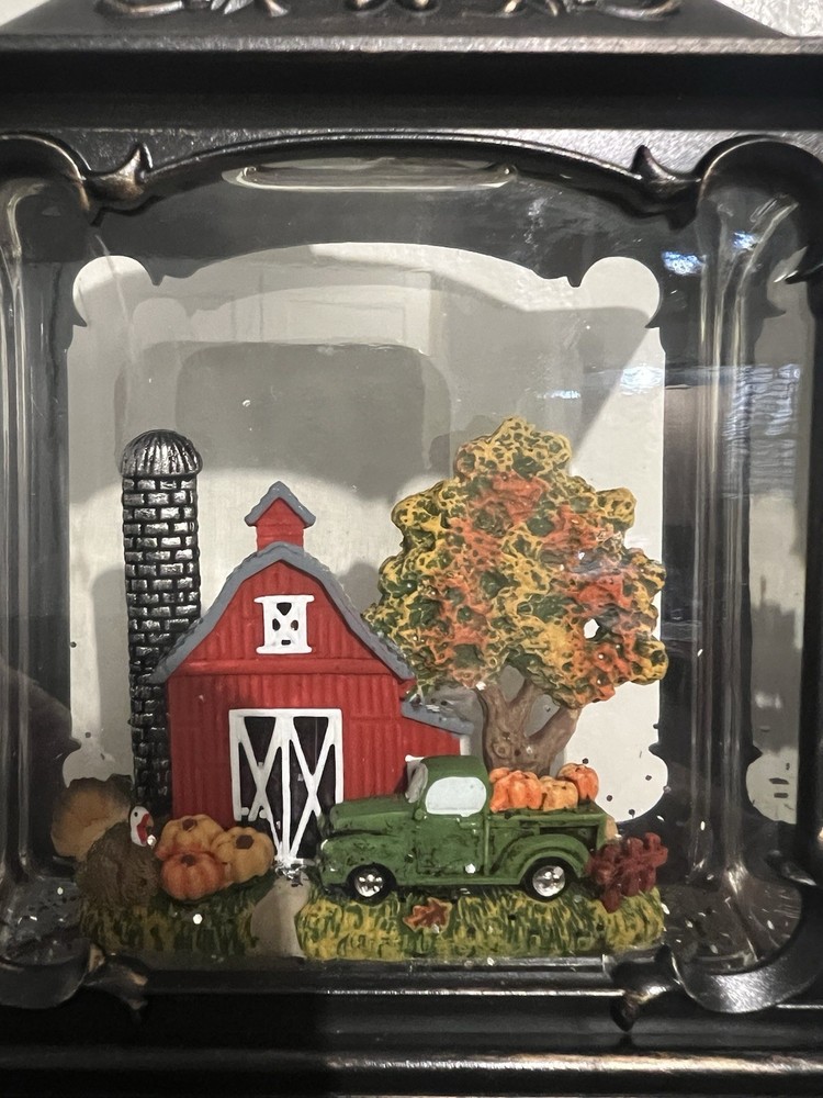 9-Inch Farmhouse Lantern with Swirling Glitter and LED Lights