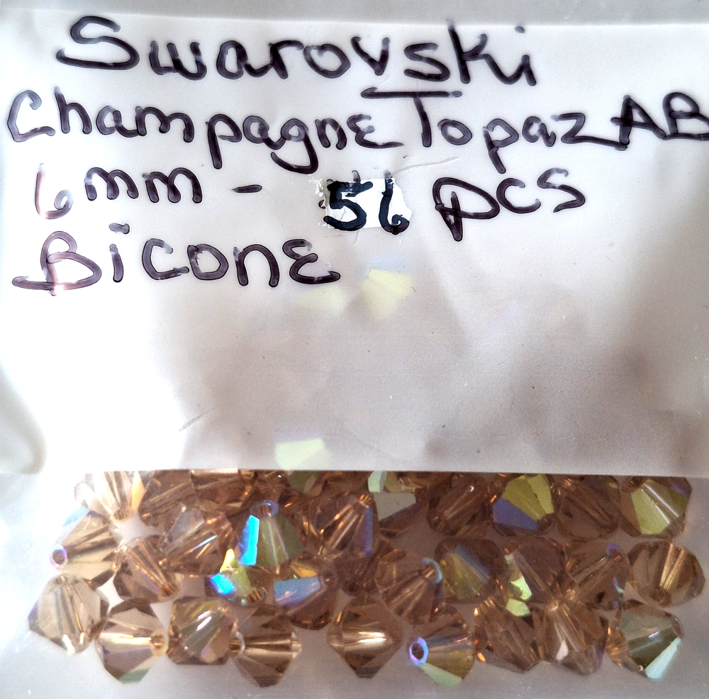Swarovski 56-Piece 6mm Champagne Light Topaz AB Crystals New Last One