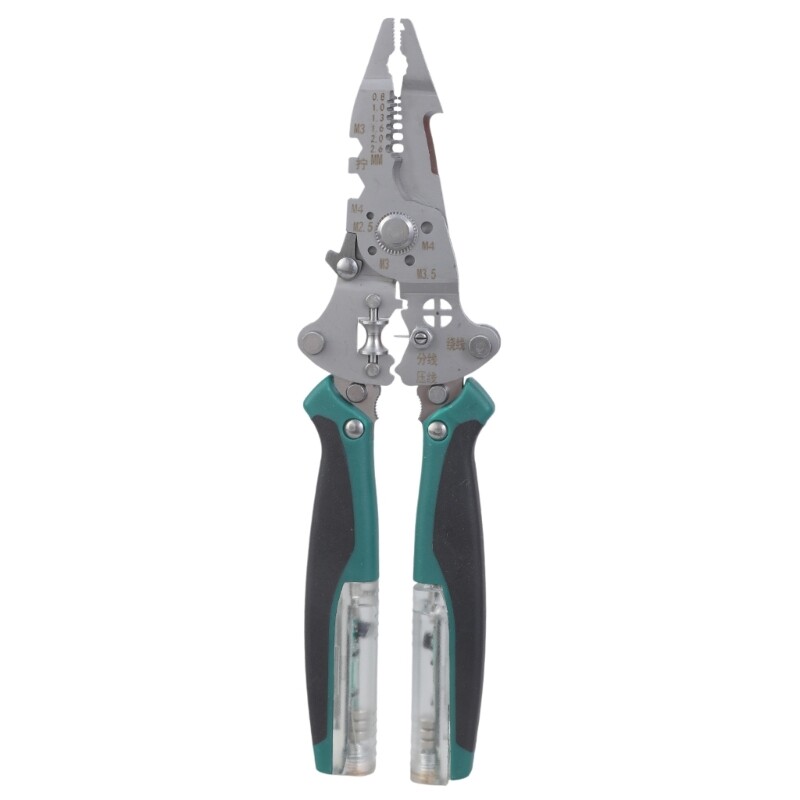 Compact Folding Wire Stripper with Cable Cutter and Built-in Voltage Tester
