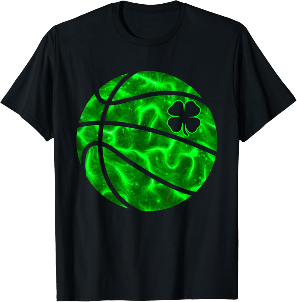 Basketball Shamrock Lucky Clover Irish St Patrick's Day Boys T Shirt