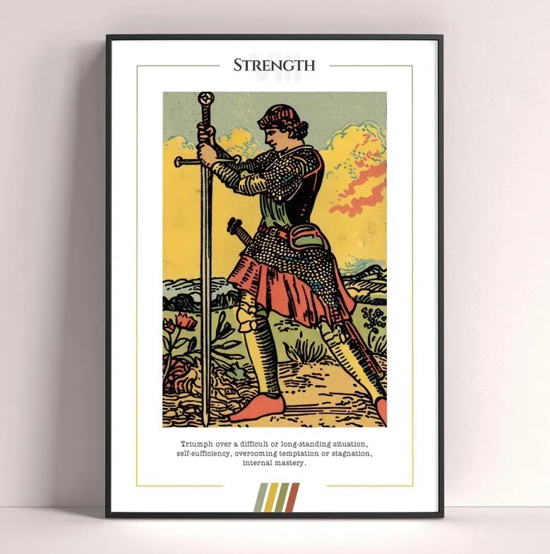 Strength Tarot Card Art Print Poster Digital Download