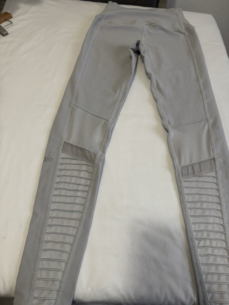 Alo Yoga Leggings Womens S Gray High Waisted Moto Gym Running Athleisure
