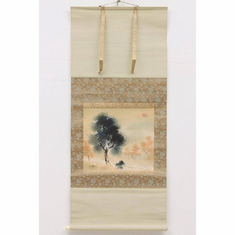 Ef02-9228 Tom Shinsei Miwa Hanging Scroll Silk Handwritten Coloring Nishikiaki S