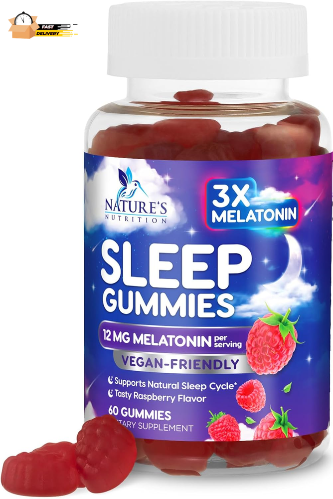 Melatonin Gummy Supplements Extra Strength 12Mg, Easy to Take, Fast & Effective