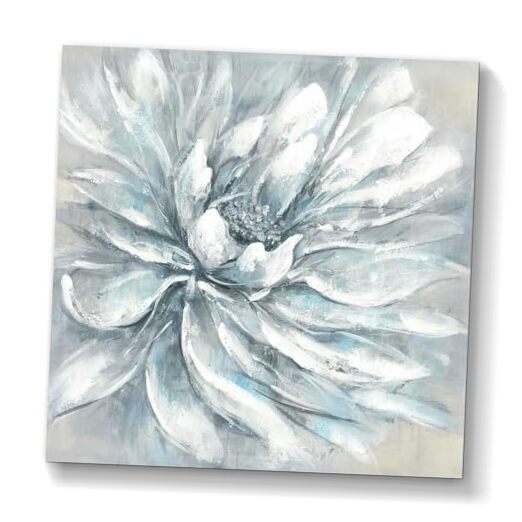 Abstract White Floral Canvas Wall Art for Bedroom 30x30 Inches Classy Decor