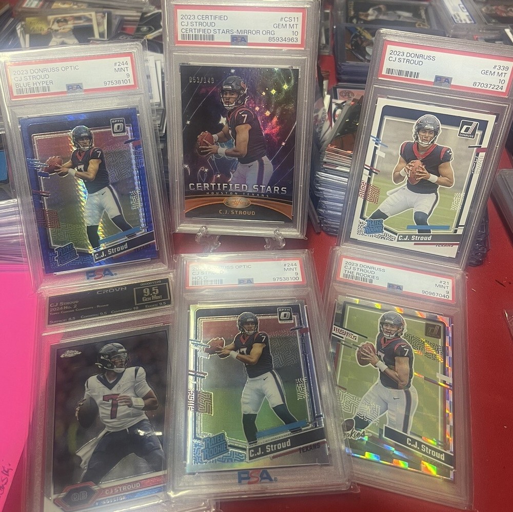 (6) CJ STROUD NFL FOOTBALL CARD LOT - PSA GEM MT 10/9  -  5 Rookies/High Graded