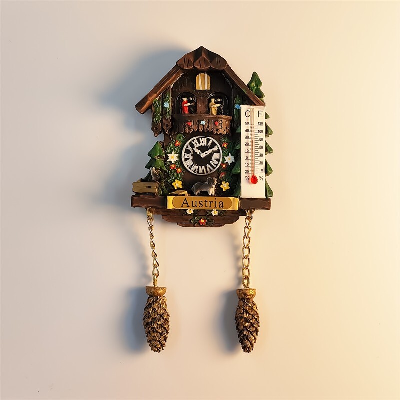 Europe Austria 3D Wooden Cuckoo Clock Fridge Magnet Souvenir