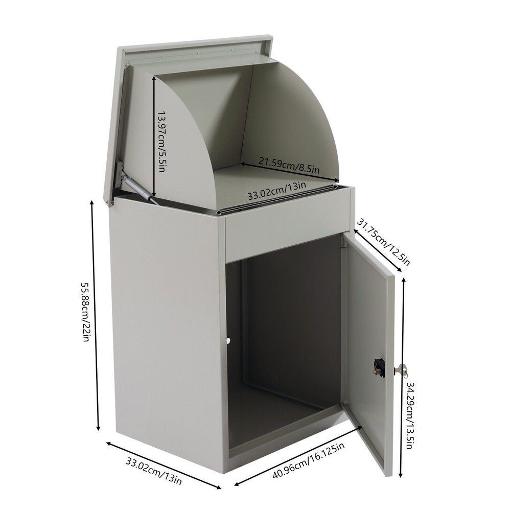 Large Lockable Parcel Drop Box for Porch - Wall Mounted Mailbox Delivery