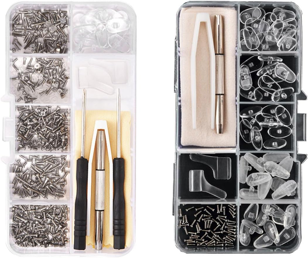 2 Boxes Eyeglass Repair Kit with Screws and Nose Pads Watches and Sunglasses Gla