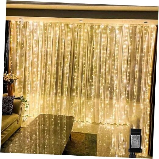 8FT LED Curtain String Lights 210 LEDs 2 Packs for Bedroom Window Fairy Lights