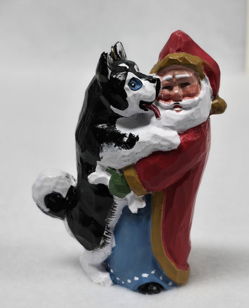 House of Hatten Susan M Smith Santa & Husky Signed 1998 Christmas Ornament