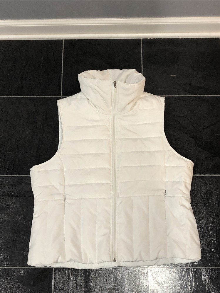 Kenneth Cole Reaction Womens Down Puffer Vest Jacket Full Zip Sz XL Ivory White-image