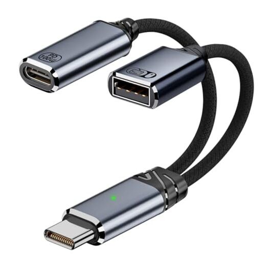 USB C to USB OTG Cable & Charger Adapter - 2-in-1 Splitter in Grey