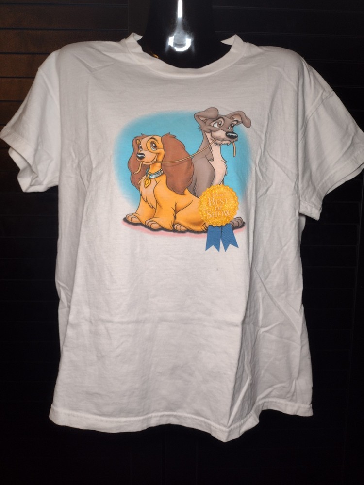VTG Lady And The Tramp Characters Graphic T-Shirt Size Large Disney Store