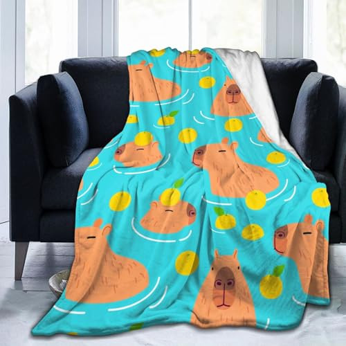 Cute Capybara Animal Blanket, Soft Blankets Flannel Bed Throw Cozy Lightweigh...