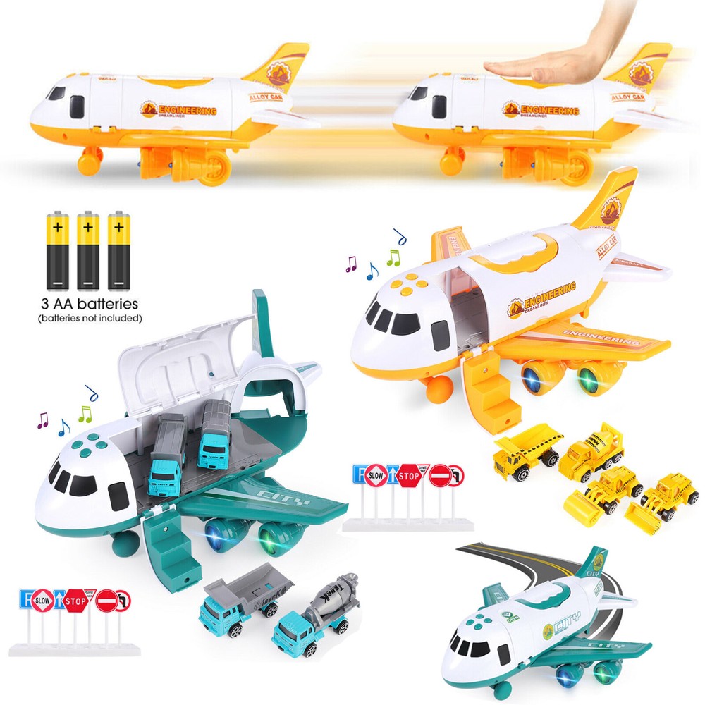 Kids Transport Cargo Airplane Toy with Play Set Cars