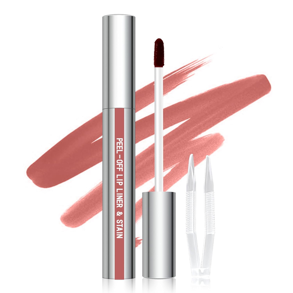 Peel-off longwear tattoo lip liner stain with tweezer