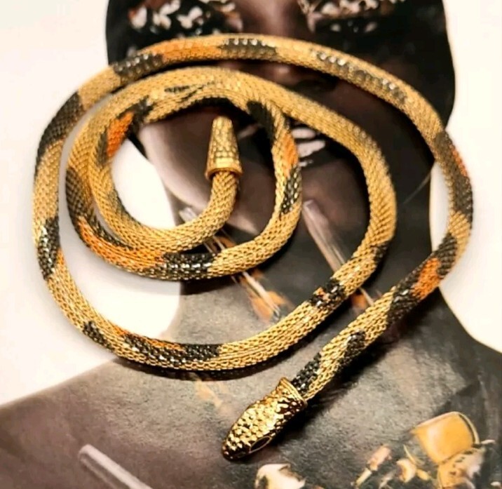 NWT Bendable Adjustable Mesh Snake Necklace With Gold Embellishments