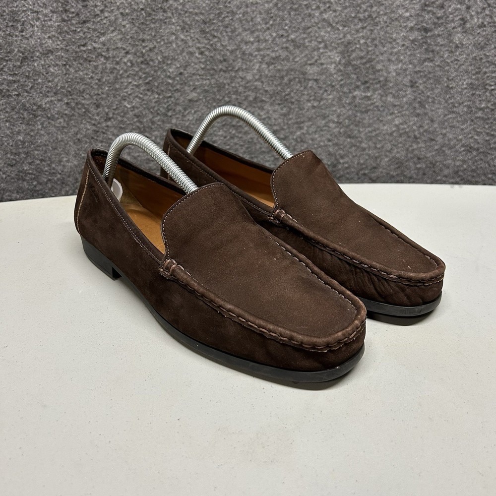 Clarks Mens Size 11 Brown Suede Leather Slip-On Loafers Est 1825