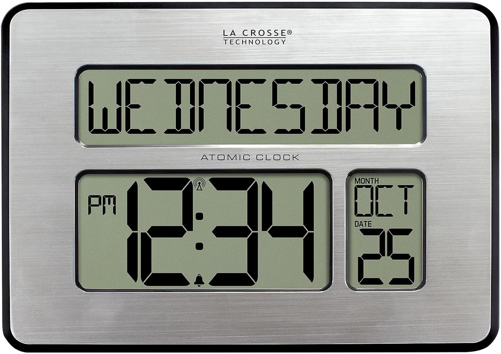 Atomic Wall/Table Clock, Metal, 7.5-Inch H X 9.75-Inch W X 1-Inch D (513-1419) (