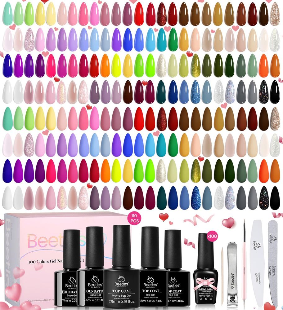 110 PCS Gel Nail Polish Set – 100 Vibrant Colors For Every Season