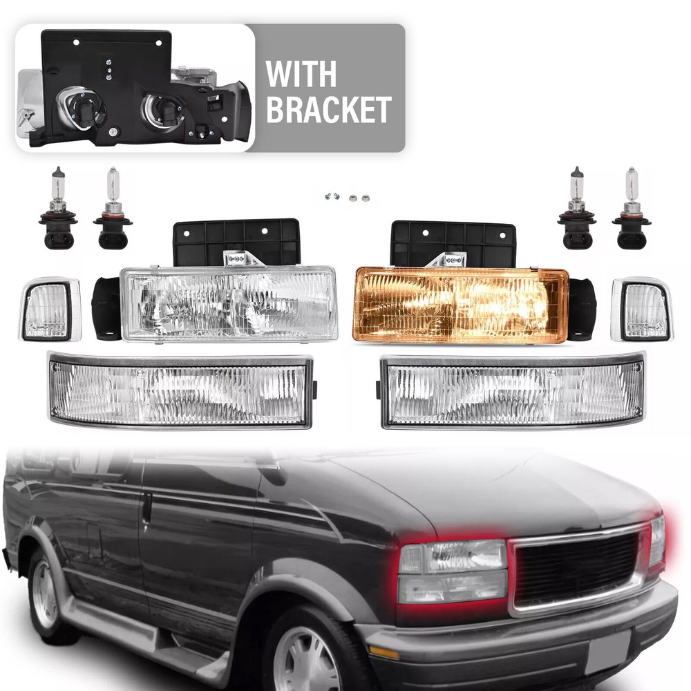 Headlights For Chevrolet Astro & GMC Safari 95-05 w/ Park Signal & Corner Lights