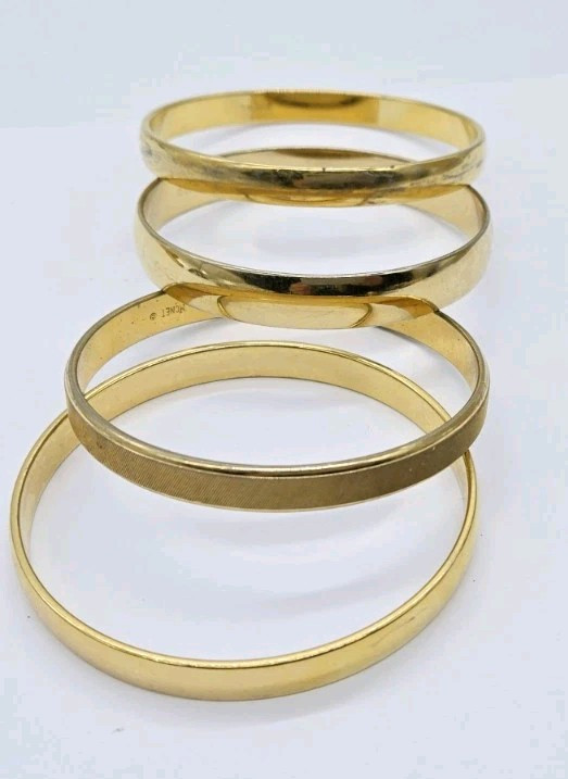 Monet Bangle Bracelet Lot of 4 Gold tone OSFM One Size Vintage
