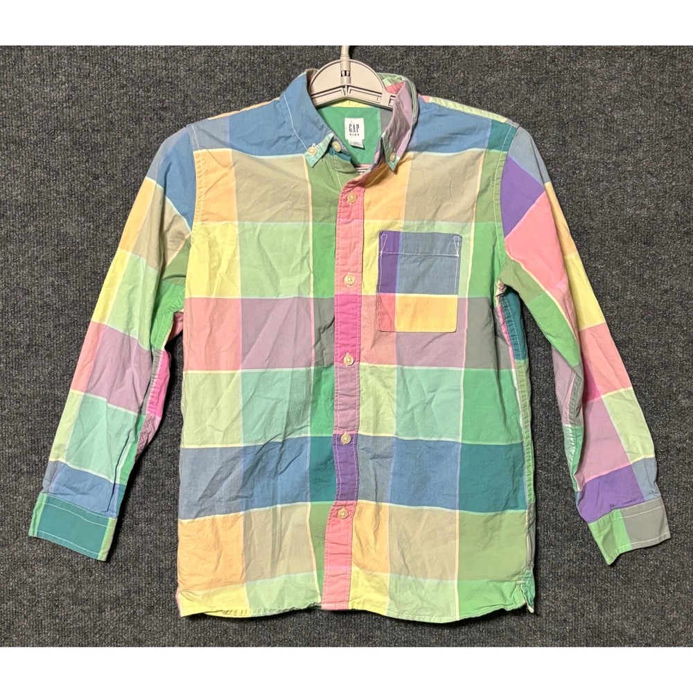 GAP Kids Boys Multicolor Plaid Button Down Shirt Long Sleeve Size L 10