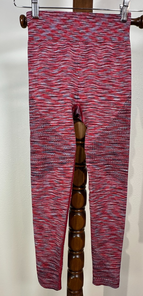 Aerie Real Me Seamless Leggings in XS Red Multicolor Stretch Textured Knit