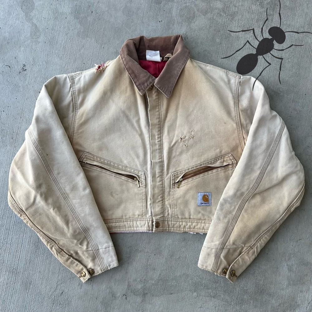 Vintage Y2K Carhartt faded brown cropped Detroit work jacket