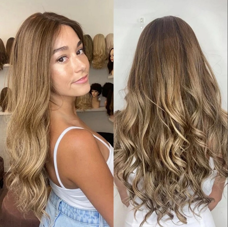 Honey Blonde Highlights 13x4 Lace Front Human Hair Wave Wig for Women