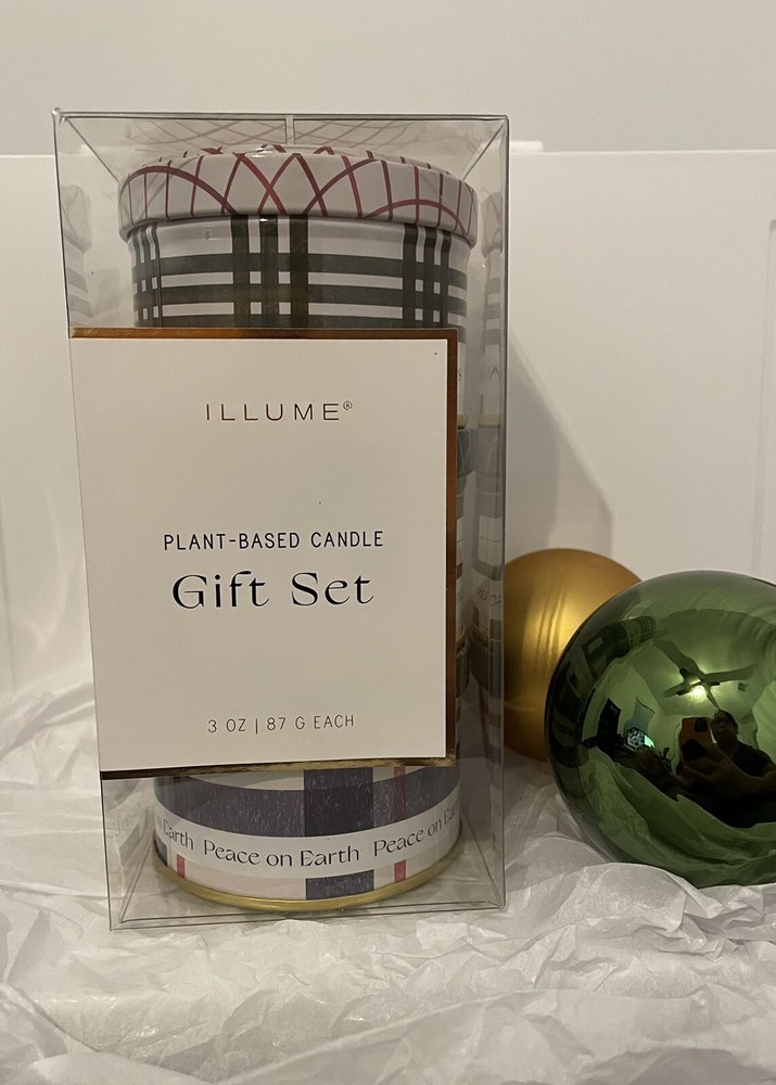Illume Candle Gift Set Balsam & Cedar , Oak Moss Fir , Cinnamon 🍁Free Shipping