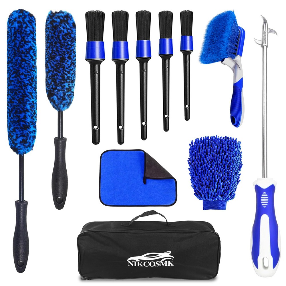 12Pcs Wheel Brush Kit for Cleaning Wheel and Tire Wheel and Rim Brush Car Deta
