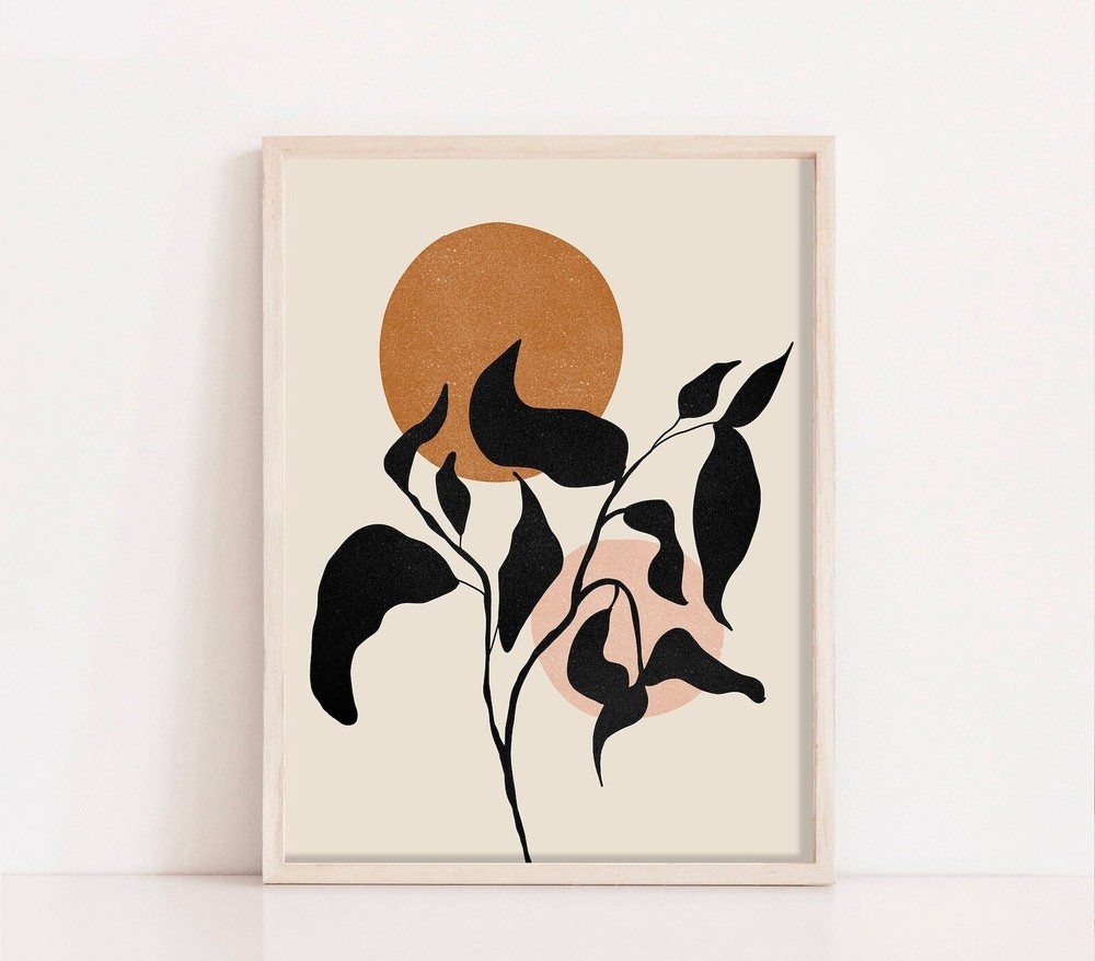 Boho Wall Art Botanical Boho Decor Print Abstract Modern Wall Art Terracotta