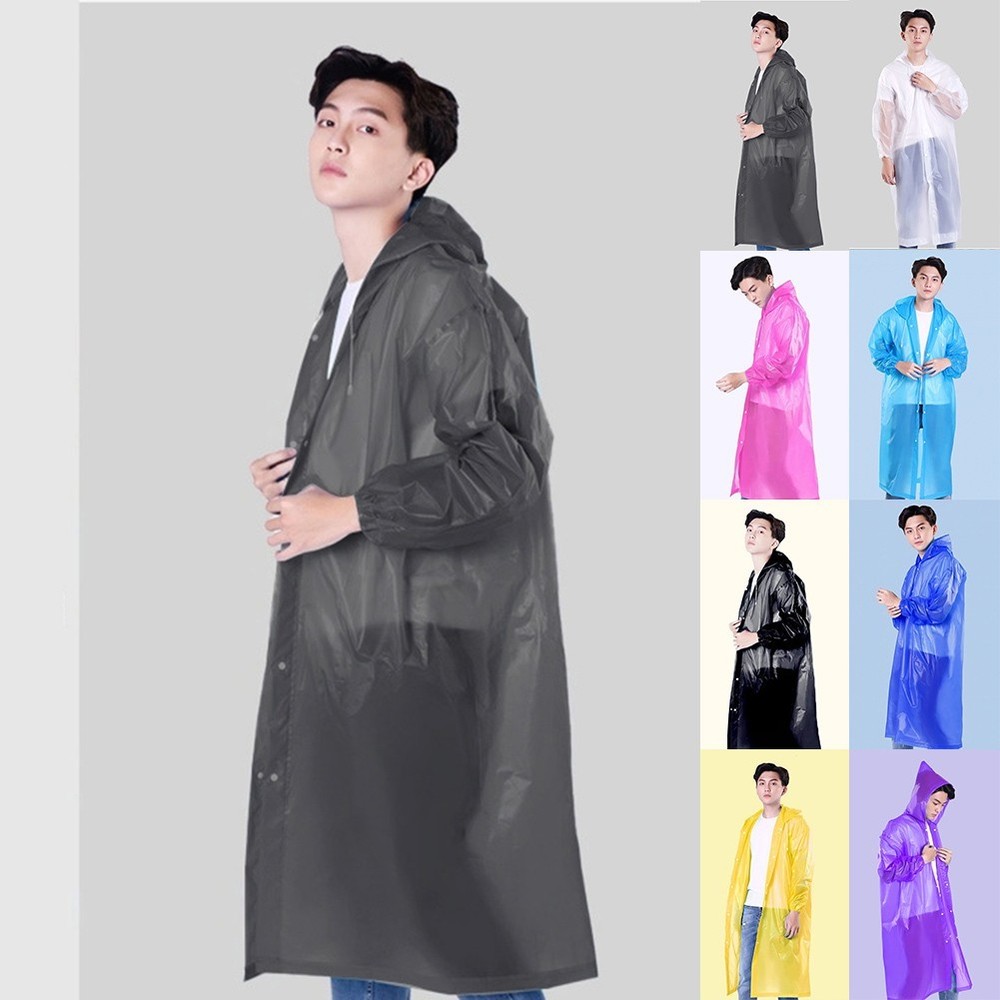 Waterproof Long Raincoat with Hood for Adults Hiking Fishing Outdoor Activities