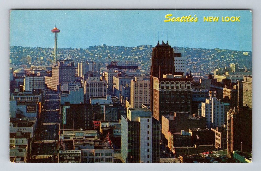Vintage Seattle Space Needle Aerial View Postcard WA Washington Standard Postal  