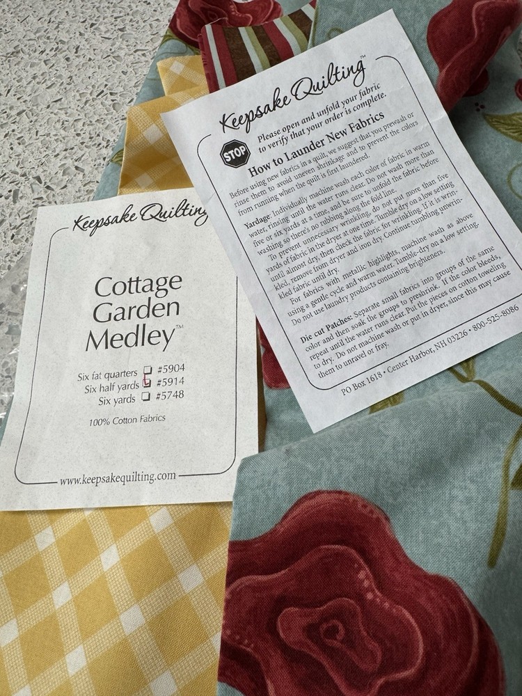 Keepsake Quilting Cottage Garden Medley 6 Half Yards Cotton Fabric Kit Gorgeous Floral Design