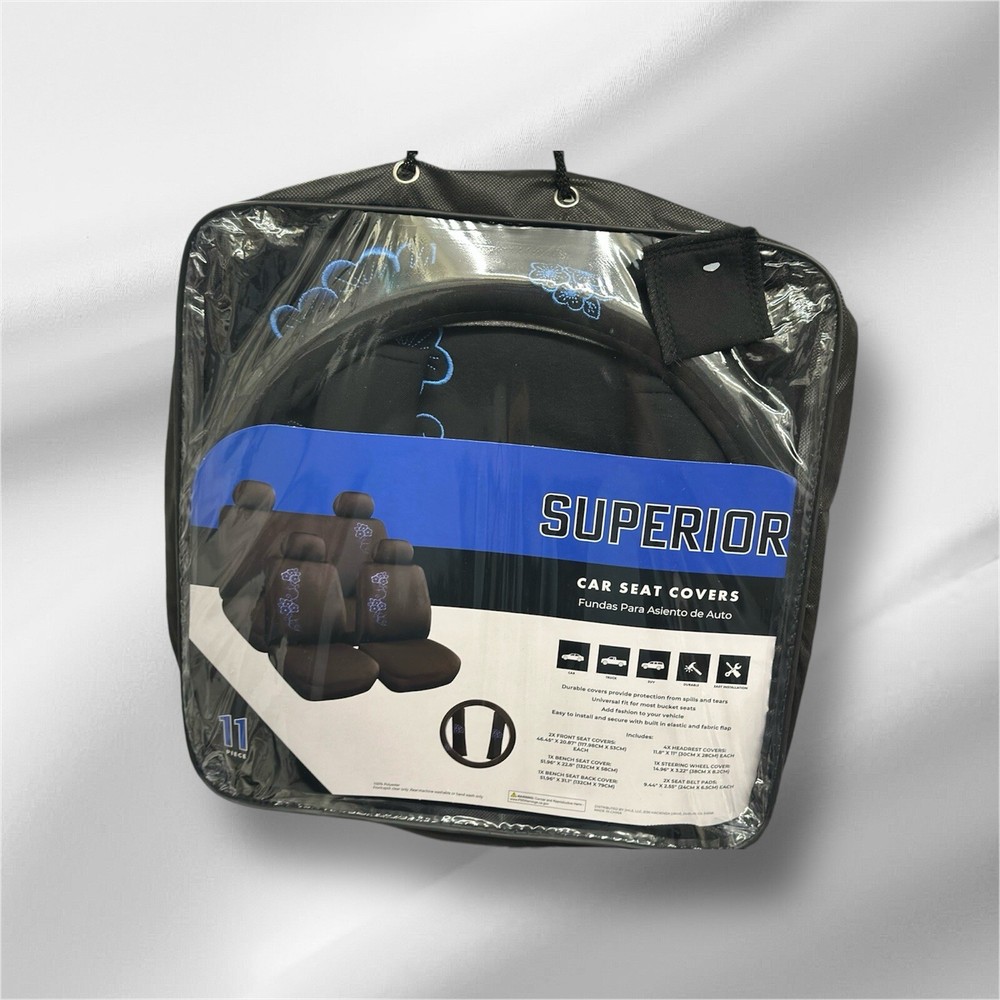 11 PCS Universal Car Seat Cover Full Set,Front &Rear,Interior Covers,Quick Setup