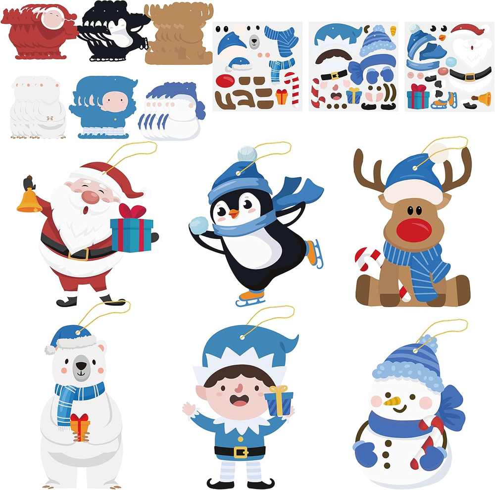 Winter DIY Stickers Craft - 46PCS Winter Christmas Self-Adhesive Stickers Arts C