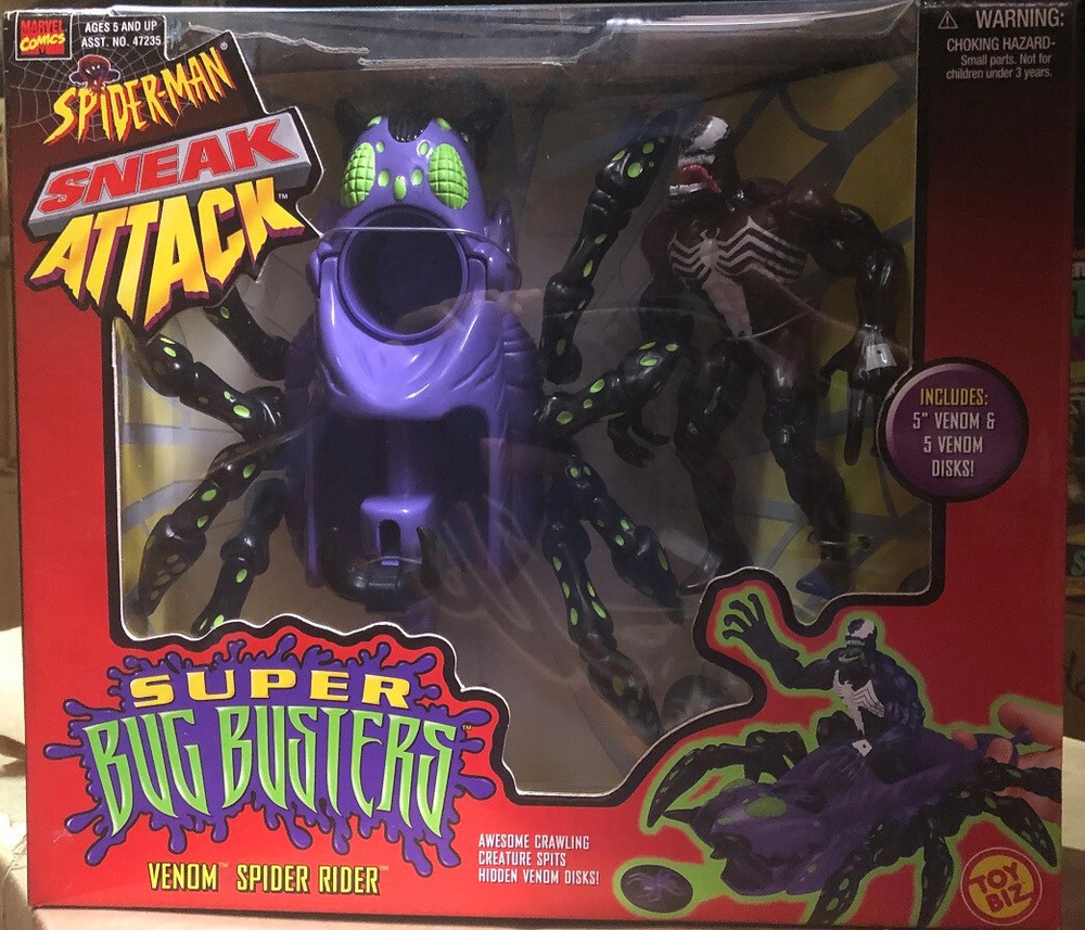 Spider-Man Venom Spider Rider Super Bug Busters Exclusive ToyBiz Action Figure