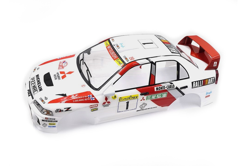 1:10 RC Clear Body Shell - Mitsubishi Lancer EVO 4 inc Makinen Rallyart Stickers